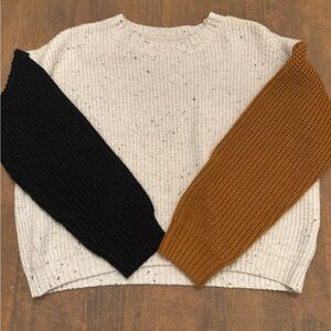 SHEIN Tri-Tone Sweater - Cream, Black, and Brown